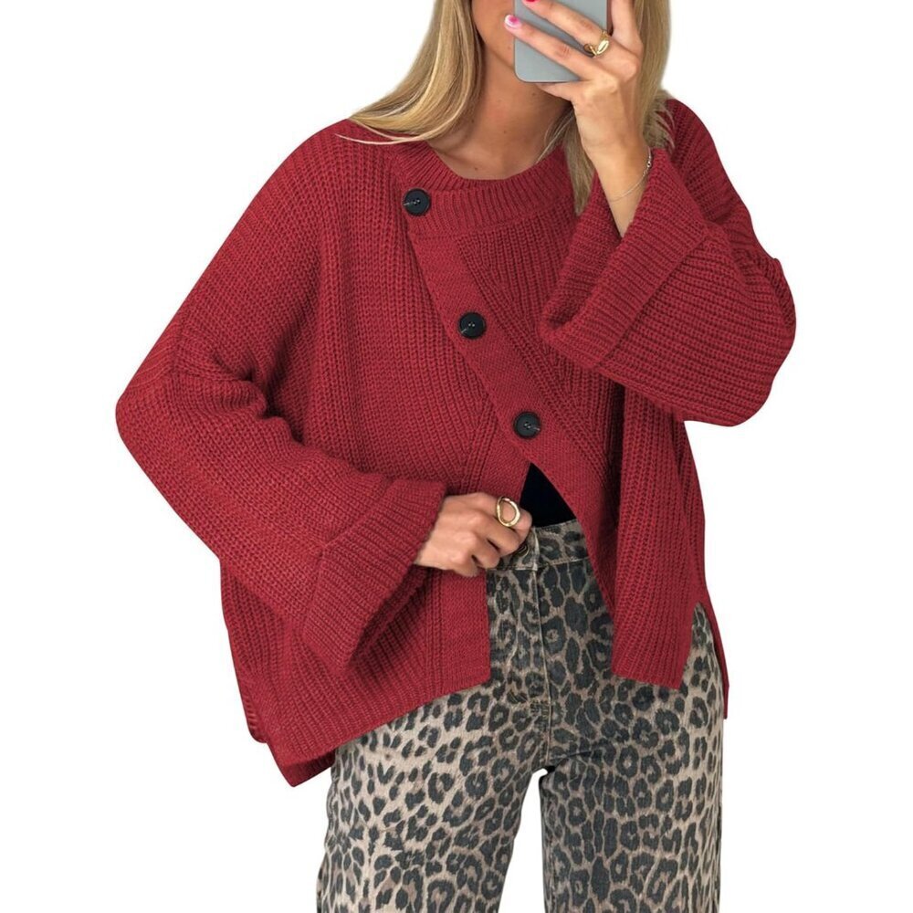 Chunky Knit Cardigan Sweater Women's Long Sleeve Button Up Casual Fall